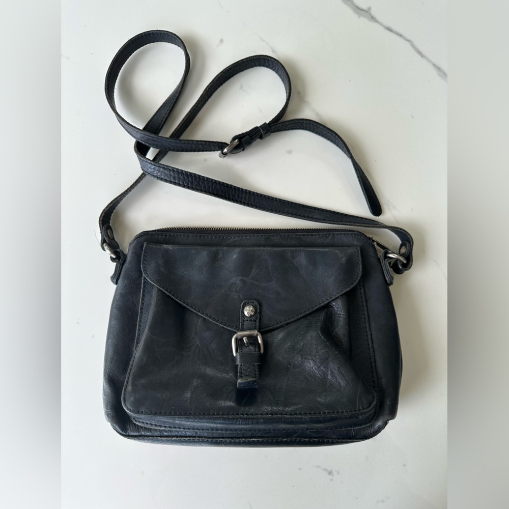 Patricia Nash Avellino black leather flap crossbody